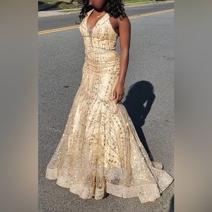 Gold Ball Gown/ Prom Dress/ Quinceera Dress. For Sale!
